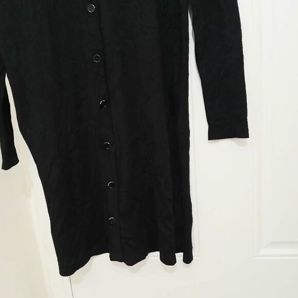 Akris punto womens fine thin merino wool long cardigan sweater black - Picture 2 of 8